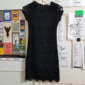 Stella Luce dress Small crochet lace fringe hem lined evening boho date night